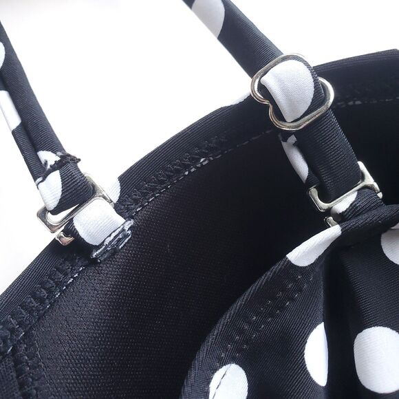 Collections by Catalina Tankini Swim Top Size L 12-14 Bandeau Black Polka Dot - Picture 3 of 8